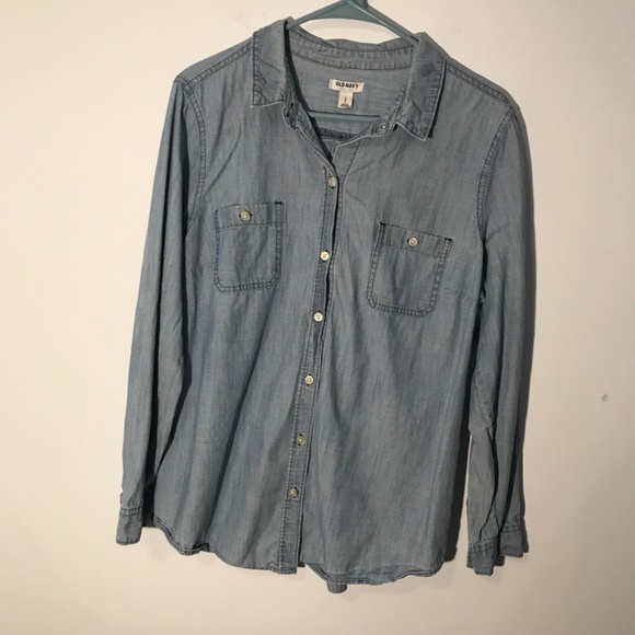 Old Navy Women’s Chambray Denim Shirt Large - Picture 7 of 7